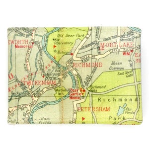 Oyster-kaarthouder. Buspashouder met kaart van Richmond. Reiskaarthouder. Portemonnee met kaartprint van Londen. Twickenham-kaartportemonnee. Creditcard portemonnee.
