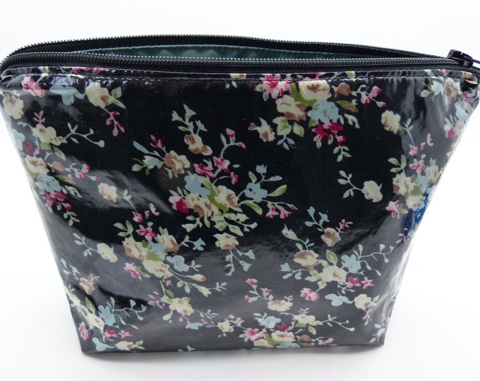 Floral Print Vinyl Makeup Bag Wash Bag Zip Purse Cosmetic Etsy UK
