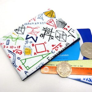 Austernkartenhalter, Buspasshalter, Reisekartenhalter, Kartenbrieftasche. Maths Doodles Print Geldbörse. Austern Kartenetui, Kreditkartenetui