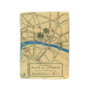 Oyster-kaarthouder. Portemonnee met Plan of London-print. Buspashouder. Reiskaarthouder. Portemonnee met oude kaart van Londen. Oystercard-portemonnee.