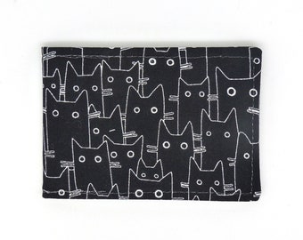 Oyster card holder, bus pass holder, travel card holder, card wallet. Black Cat print wallet . Oyster card wallet, credit card holder