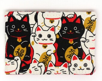 Oyster card holder, bus pass holder, travel card holder. Lucky Cat print wallet. Maneki neko Oyster card wallet, credit card wallet