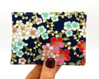 Oyster card holder, bus pass holder, travel card holder. Japanese cherry blossom print wallet . Oyster card wallet, credit card wallet