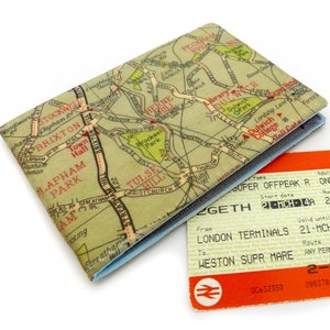 Tarjetero Oyster. Tarjetero para autobús Brixton South East London. Tarjetero para viajes. Billetera con estampado de mapas. Tarjetero. Billetera de línea fina.