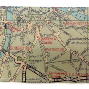Tarjetero Oyster. Billetera con estampado de elefantes y castillos de Londres. Portabonos de autobús. Tarjetero para viajes. Tarjetero con mapa impreso