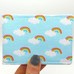 Austernkartenhalter, Buspasshalter, Reisekartenhalter, Kartenbrieftasche. Geldbeutel mit Regenbogen Print. Austern Kartenetui, Kreditkartenetui