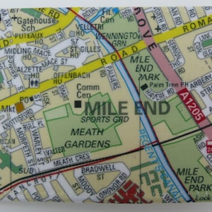 Austern Kartenhalter. Mile End Karte Buspasshalter. Reisekartenhalter. East London Karte Druck. Gedruckter Kreditkartenhalter. Schmaler Geldbeutel aus Leinen.