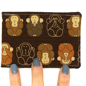 Oyster-kaarthouder, buspashouder, reiskaarthouder, kaartportemonnee. Portemonnee met 3 Wise Monkeys-print. Oystercard-portemonnee, creditcardhouder