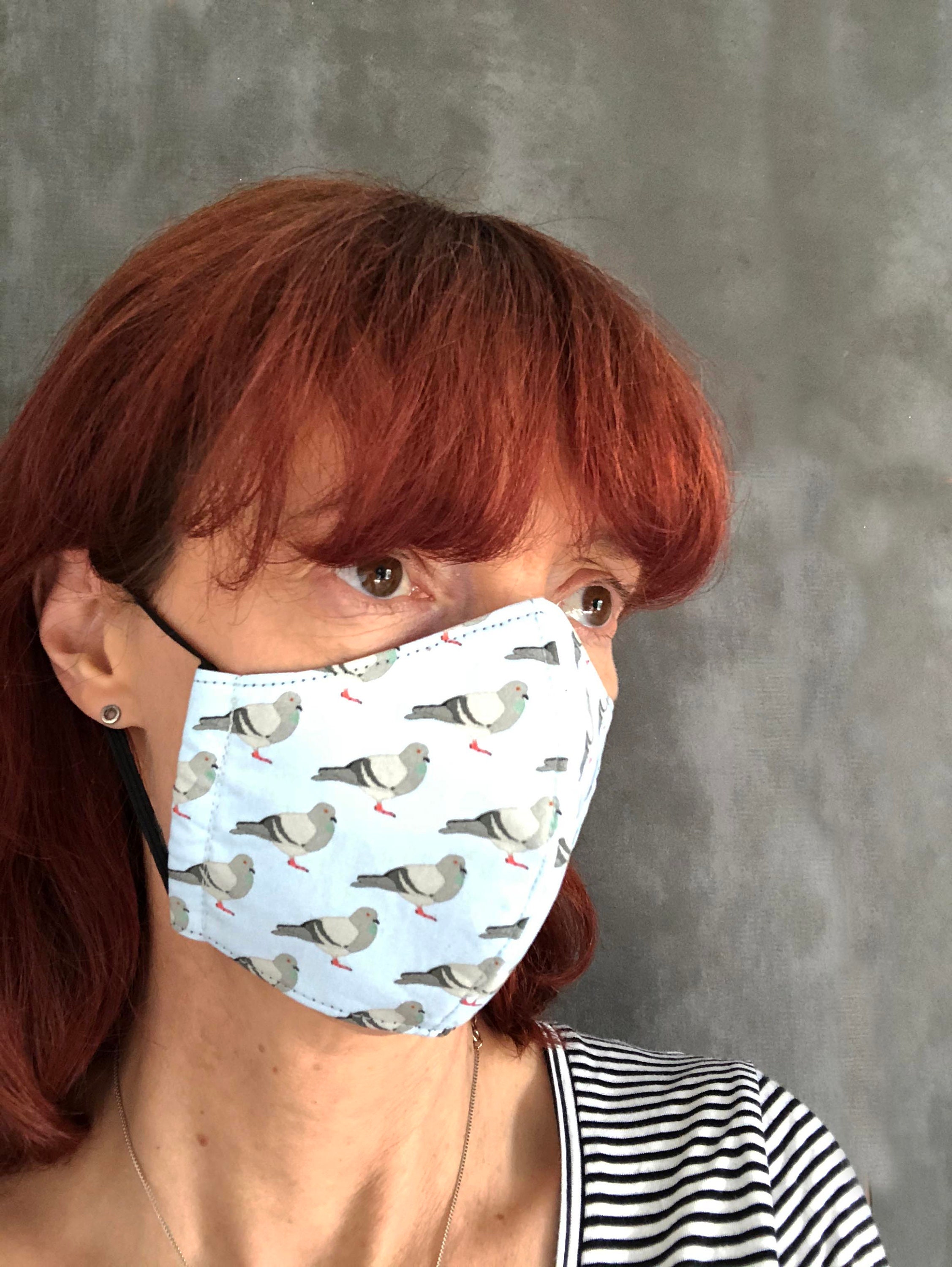 Pigeon Print Face Mask. 7 Available Colours. 3 Layer Fabric Etsy