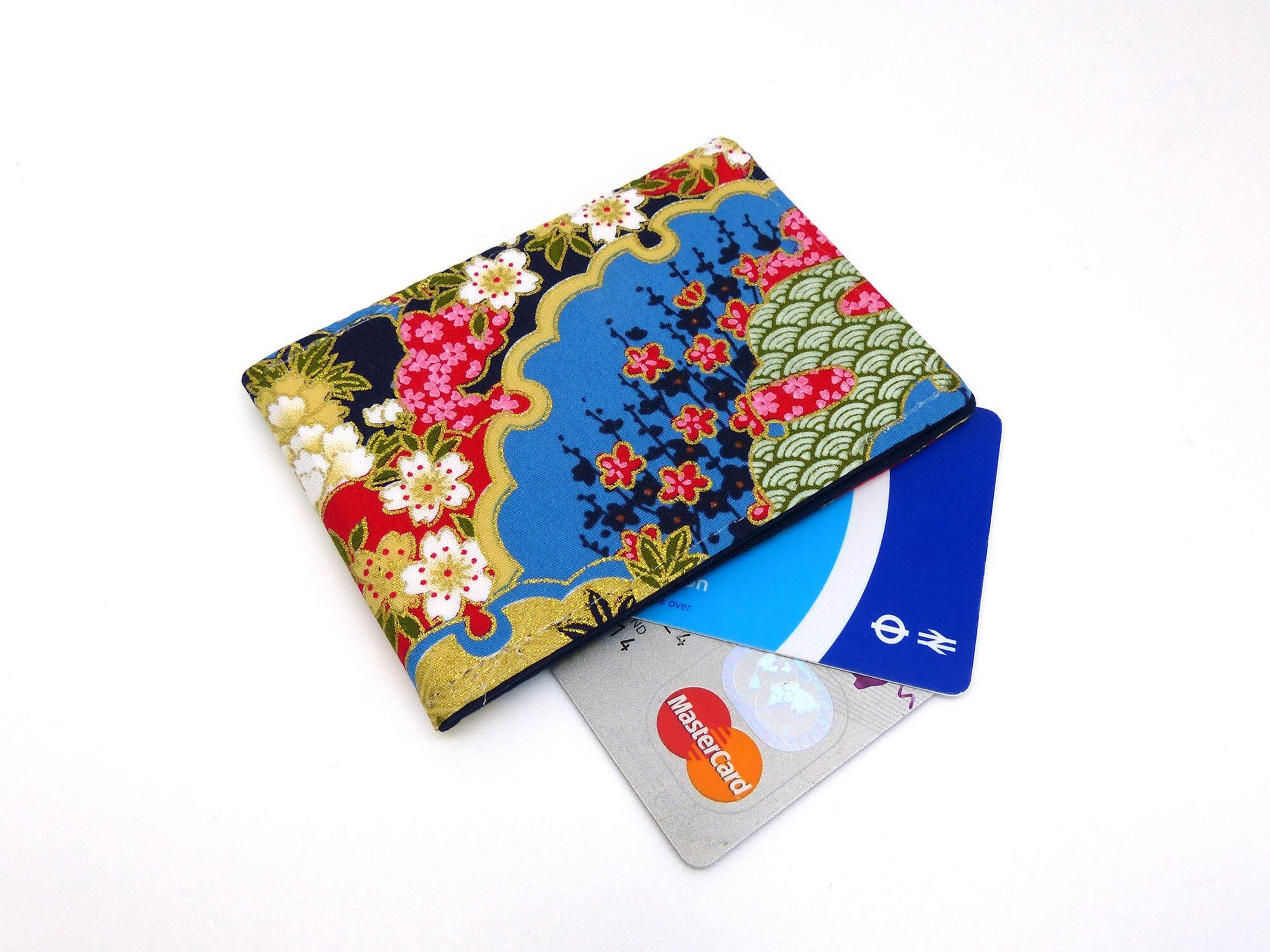 Oyster card holder, bus pass holder, travel card holder. Japanese blooming clouds print wallet . Oyster card wallet, credit card wallet