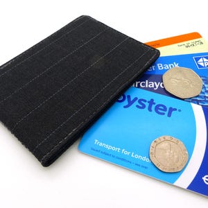 4-kaart Oyster-kaarthouder, buskaarthouder, reiskaarthouder, kaartportemonnee. Portemonnee met krijtstreep. Oystercard-portemonnee, creditcardhouder