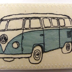 Oyster-kaarthouder, buspashouder, reiskaarthouder, portemonnee. Print met VW-camper. Kaartportemonnee, Oyster-kaartportemonnee, creditcardhouder.