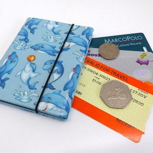 Trifold card wallet. Oyster card holder, bus pass holder, travel card holder, credit card wallet. Dolphin print wallet . Three card case.