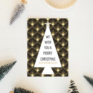 Art-Deco-Weihnachtsgrußkarte, herunterladbare und druckbare Vintage-Karte