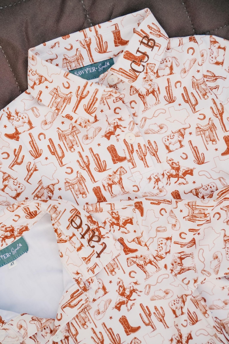 Rodeo Outfit - Western Outfit - Baby Toddler Outfit - Baby Gift - Rodeo Outfit - Boy Gift - Boy Rodeo Outfit - Neutral Boy button down image 3