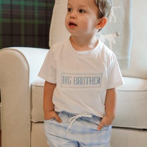 Big Brother Smocked Short Set, Sibling Outfit, Toddler Gift, Big Brother Short Set, Gender Reveal, 2-piece outfit, Blue and White Outfit