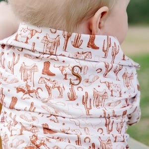 Rodeo Outfit - Western Outfit - Baby Toddler Outfit - Baby Gift - Rodeo Outfit - Boy Gift - Boy Rodeo Outfit - Neutral Boy button down image 5