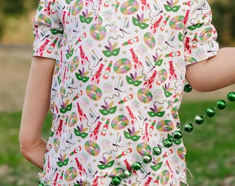 Mardi Gras Polo - Mardi Gras Kid's Outfit - Toddler - Polo Shirt - Mardi Gras Gift - Little Boy Outfit- Mardi Gras Polo Shirt -Printed Polo