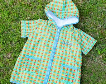 Custom Embroidered Neon Towel Poncho - Zipper Towel Poncho - Kids Beach Cover Up - Embroidered Cover Up - Baby Toddler Beach Towel