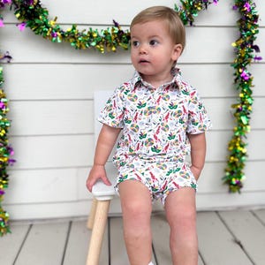 Mardi Gras Romper - Mardi Gras Kid&#39;s Outfit - Toddler - Romper - Mardi Gras Gift - Little Boy Outfit- Mardi Gras Outfit -Printed Romper