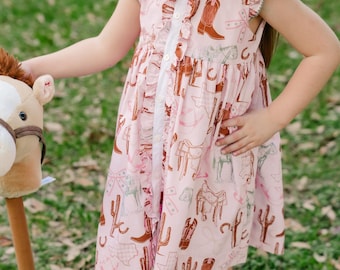 Rodeo Dress - Rodeo Kid's Outfit - Toddler - Dress - Rodeo Gift - Little Toddler Girl Outfit- Western - Pink Dress - Western Dress - Rodeo