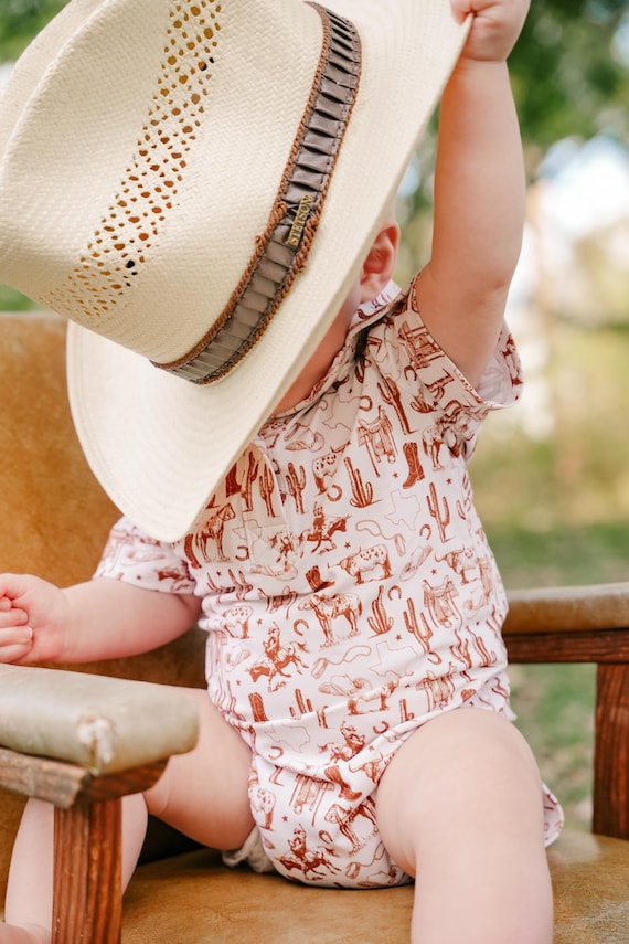 Rodeo Outfit - Western Outfit - Baby Toddler Outfit - Baby Gift - Rodeo Outfit - Boy Gift - Boy Rodeo Outfit - Neutral Boy button down