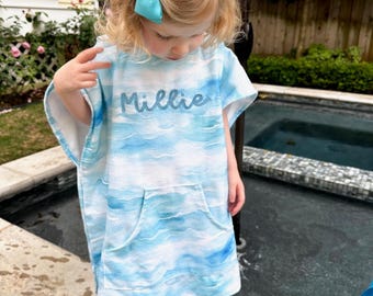 Hooded Beach Poncho - Towel Poncho, Summer Outfit, Personalized Gift, Baby Poncho, Toddler Towel Cover, Beach Coverup, Pool Coverup
