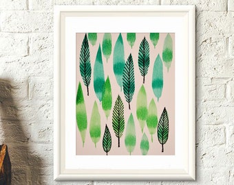 Contemporary watercolor botanical abstract trees modern landscape giclee art print wall decor, from my original painting by Amy Giacomelli