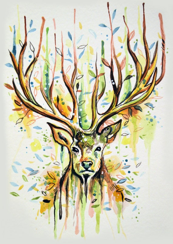 Deer Antlers Watercolor Print 8 1/2 X 11 Print of | Etsy