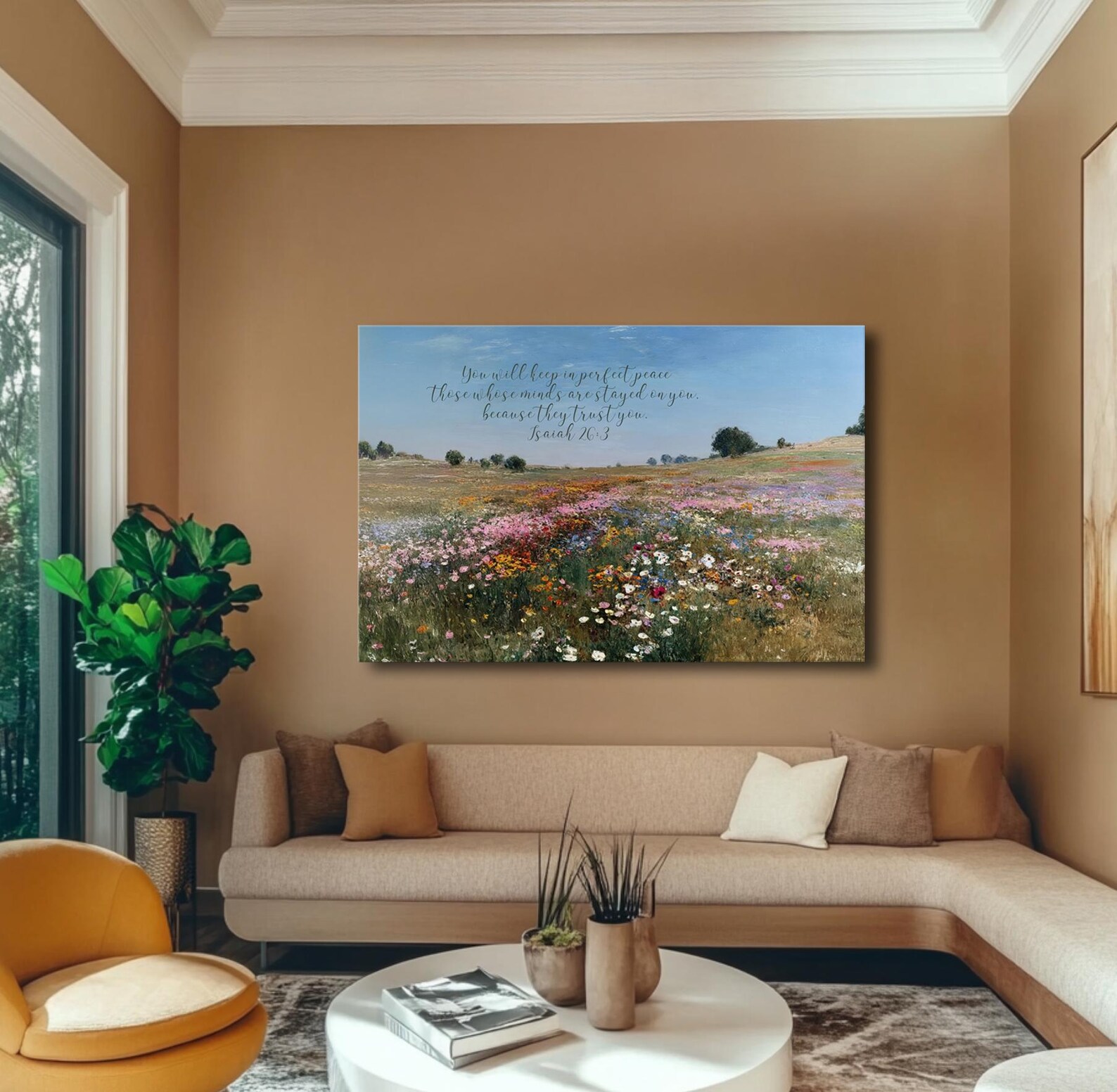 Christian Wildflower Wall Art Home Decor Canvas Print Isaiah 26 Bible ...