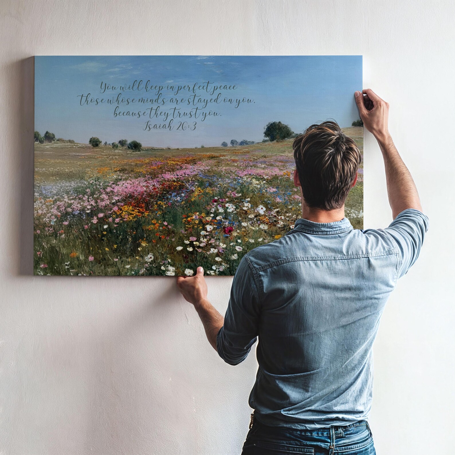 Christian Wildflower Wall Art Home Decor Canvas Print Isaiah 26 Bible ...