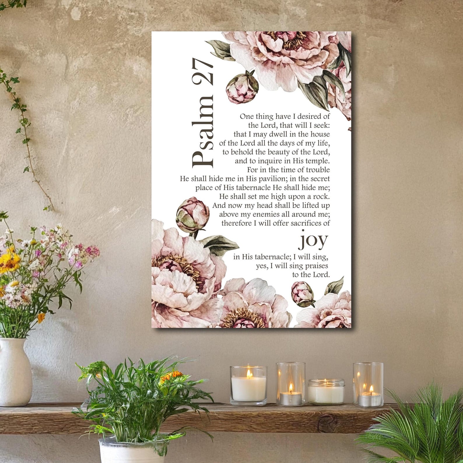 Psalm 27 Wall Art Christian Scripture Home Decor Bible Wall Sign ...