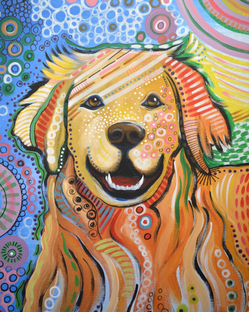 Dog art print Abstract Dog Art Max Golden Retriever Etsy