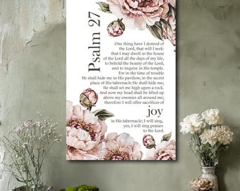 Psalm 27 Wall Art Christian Scripture Home Decor Bible Wall Sign Calming Accent Word of God Mantle Entryway Religious Faith