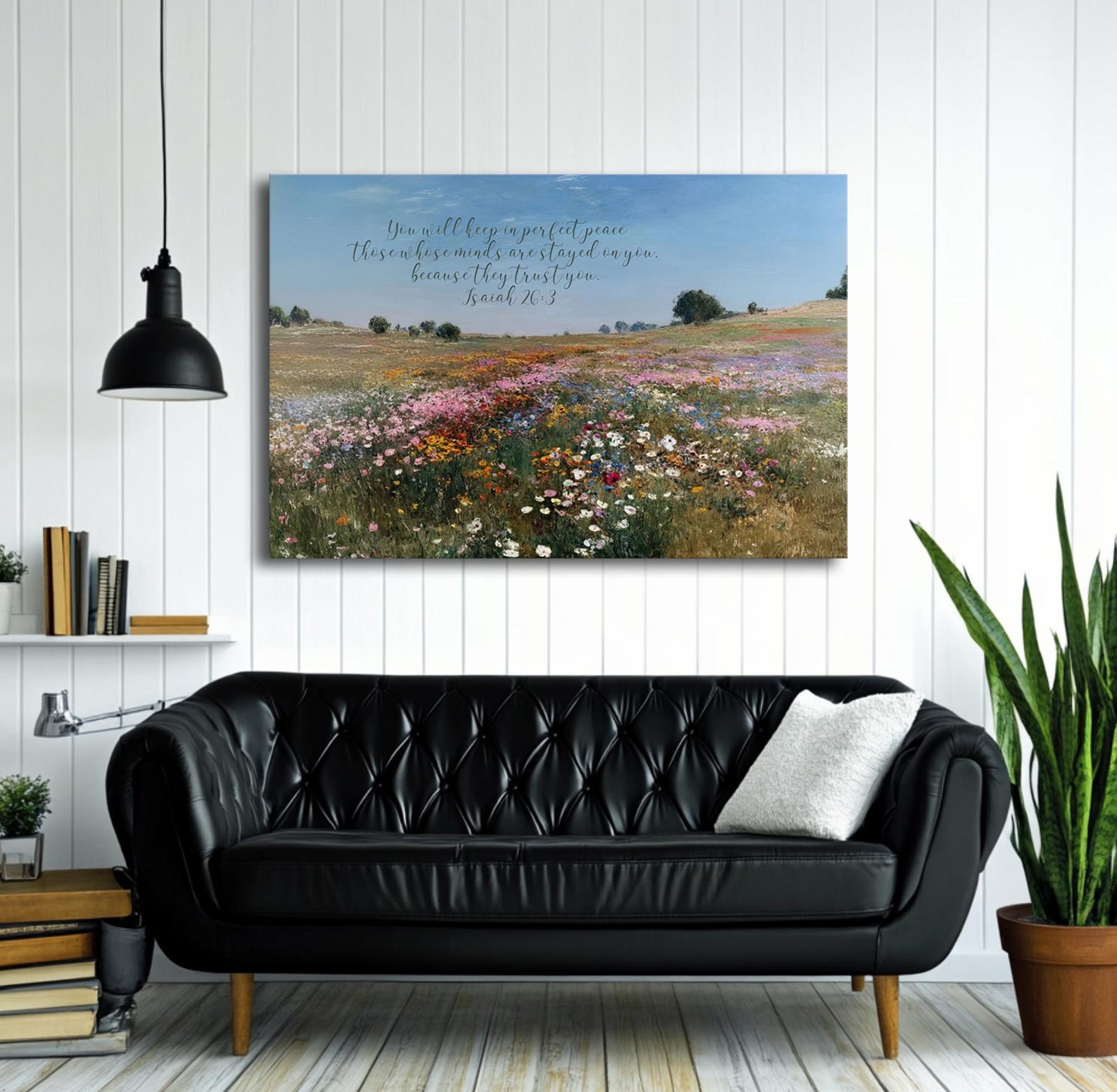 Christian Wildflower Wall Art Home Decor Canvas Print Isaiah 26 Bible ...