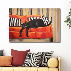 Cat painting print, abstract expressionism black cat print, pet cats wall home decor print, modern pet portrait, gift for animal lovers