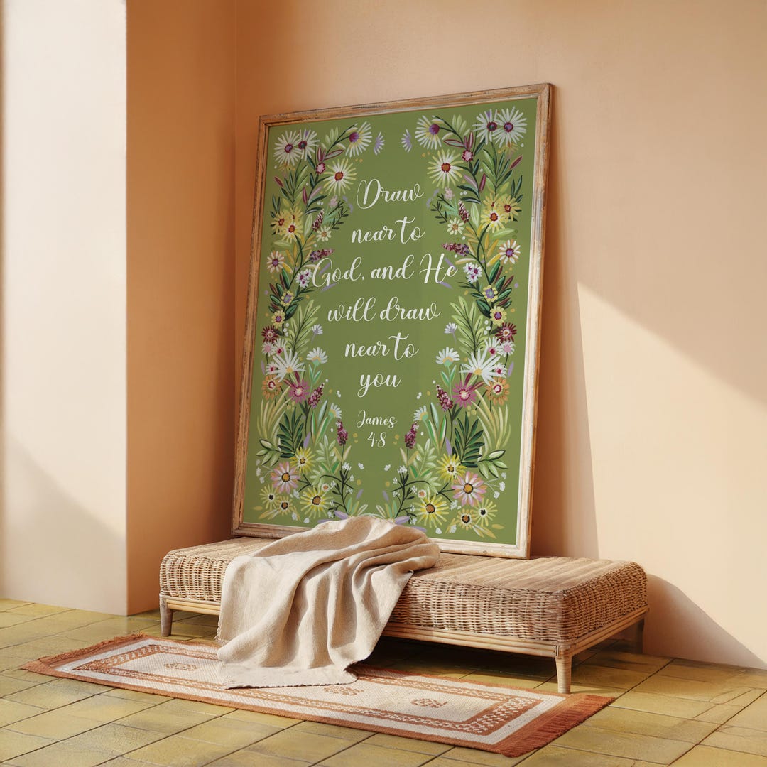 Christian Wall Art Decor Bible Print on Paper James 4 Scripture Hand ...