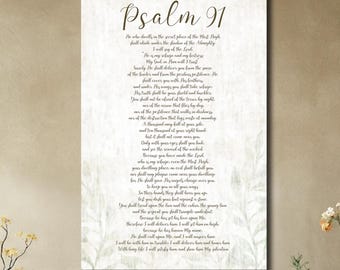 Psalm 91 Wall Print Christian Scripture Decor The Soldier's Psalm Sign Calming Religious Art for Home Protection Mantle Entryway Accent