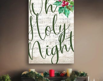 Oh Holy Night Christmas Wall Art Home Decor Sign Mantel Song Lyric Vintage Sheet Music Xmas Decoration