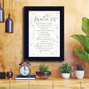 Psalm 23 Wall Art Print on Paper Christian Scripture Home Decor The Lord is my Shepherd for Living Room Bedroom Mantle Entryway Gift Idea
