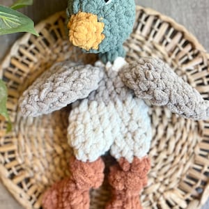Mallard duck Lovey, Baby Lovey Blanket, Farm Animal Nursery Decor, Baby Snuggle Animal, duck knotted Lovey, baby shower gift