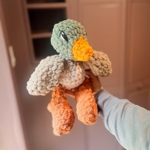 Mallard duck plushie, Baby cuddle Blanket, Farm Animal Nursery Decor, Baby Snuggle Animal, crochet duck, baby shower gift