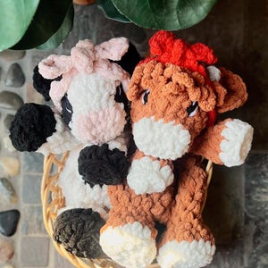 Crochet Cow, Highland Snuggler, Handmade Baby Blanket Snuggle, Farm Animal Nursery Decor, Western Nursery, Baby Shower Gift, Made to order