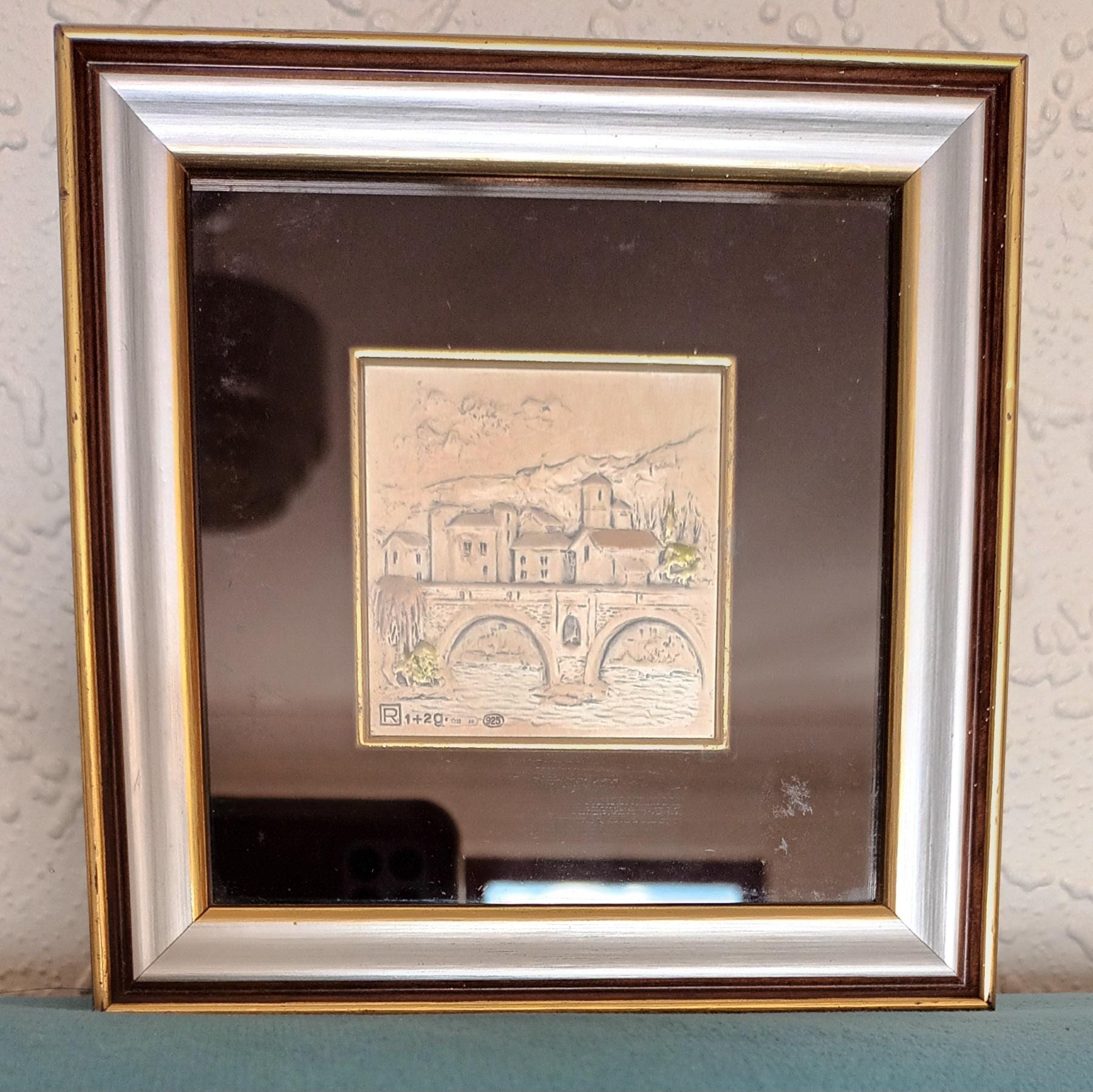 Vintage Sterling Silver Italy Painting: Framed Wall Art, Hand-Painted — image 9