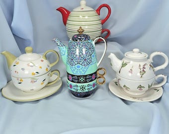 Juego de té de cerámica vintage para una persona