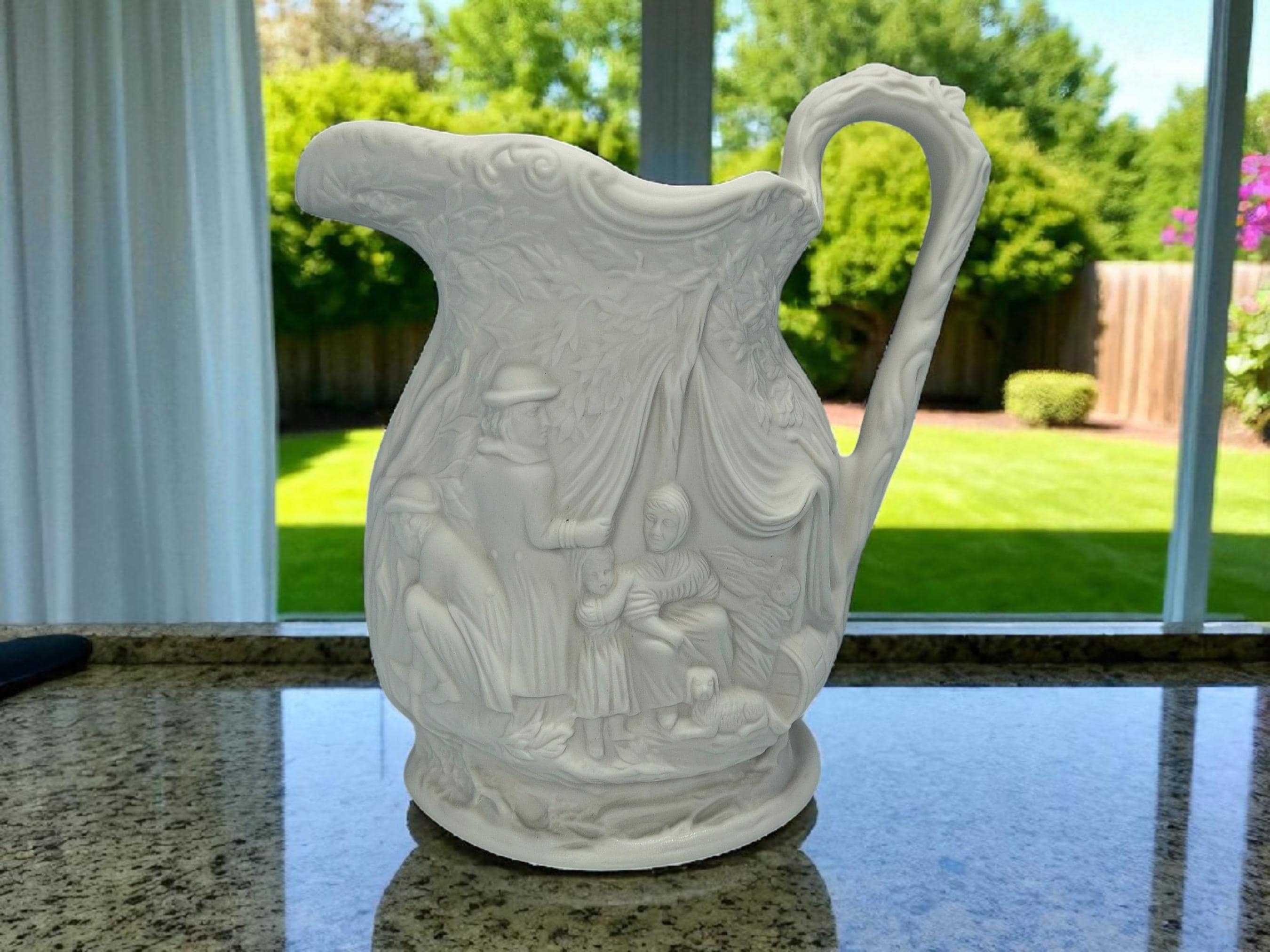Vintage Portmeirion British Heritage Parian Collection White Jug Pilgrims & Witches.