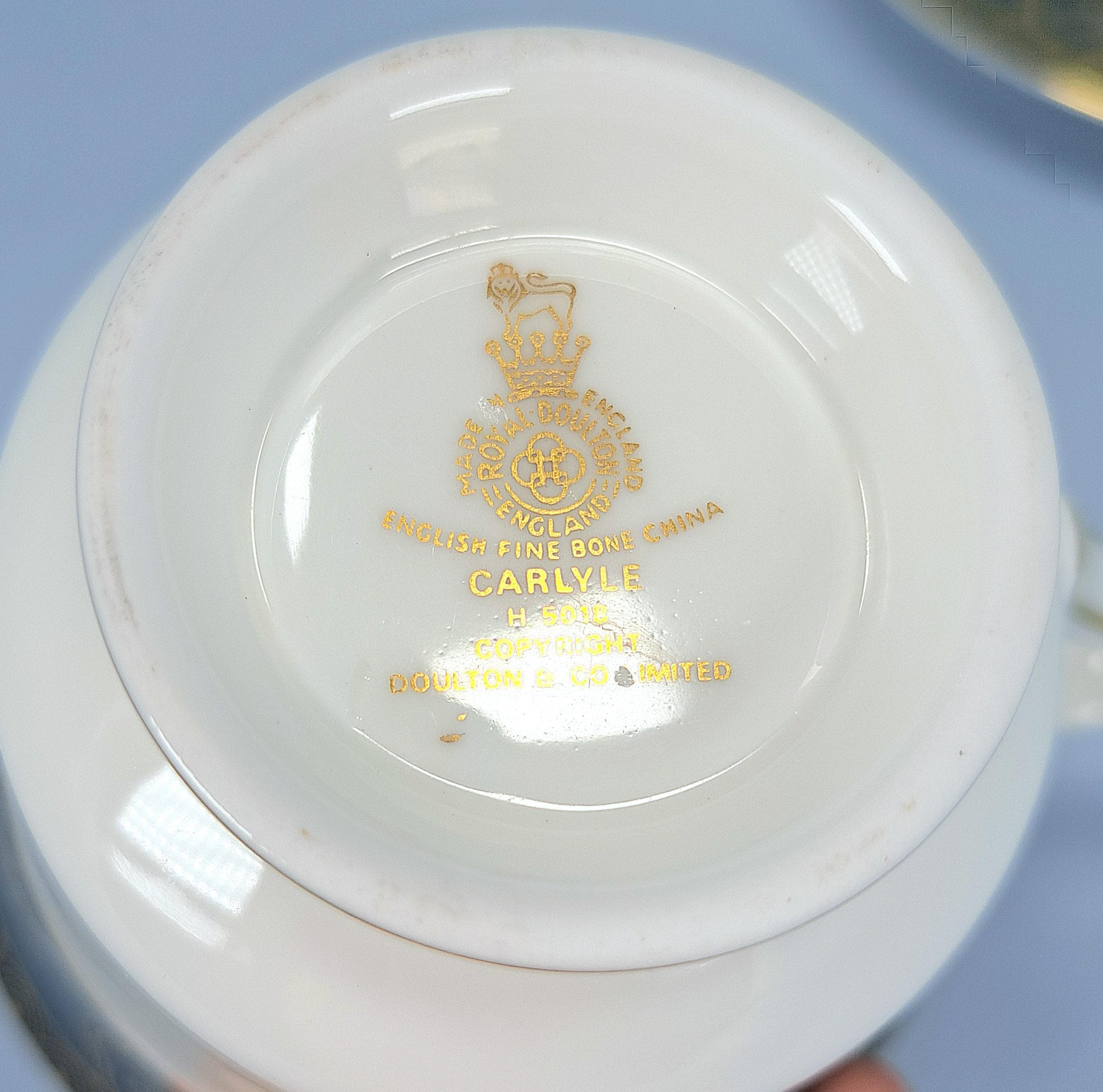 Royal Doulton Carlyle Cup and Saucer Set, English Bone China Tea Pairs — image 9