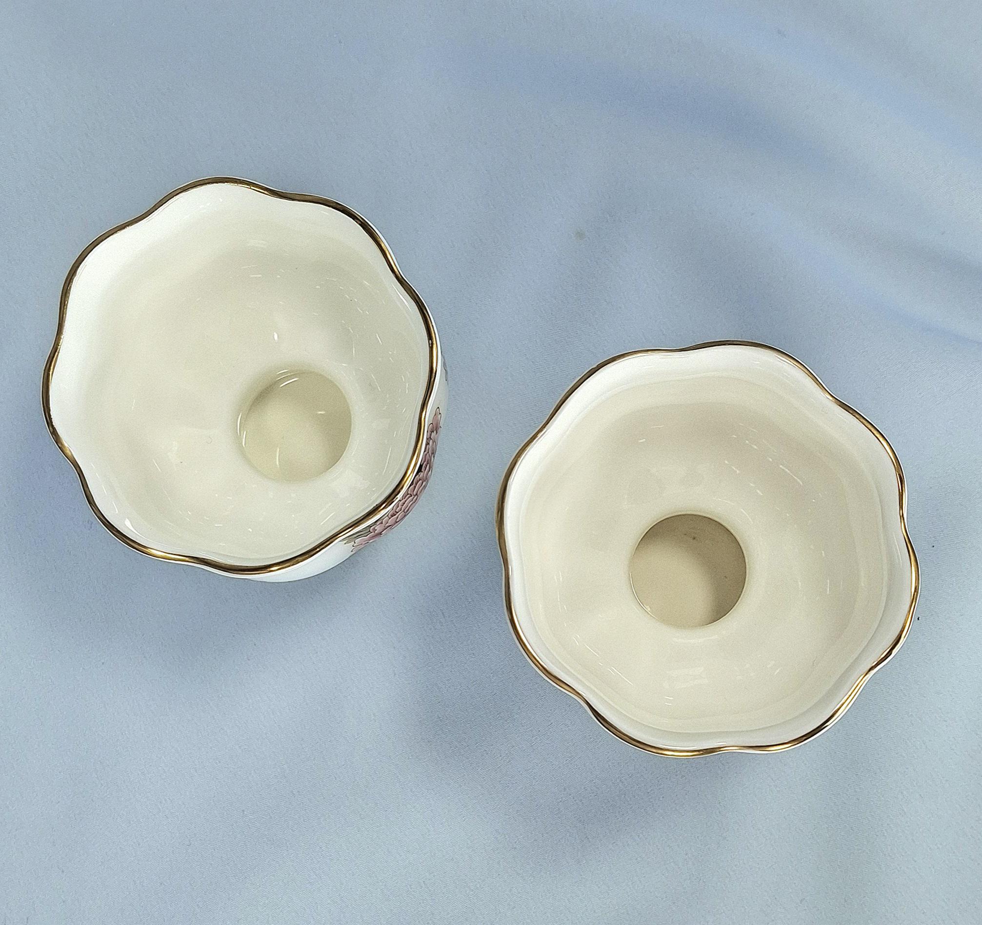 Vintage Candle holders: Royal Doulton Canton and Minton, Fine Bone China, English, Pedestal Candlesticks — image 7