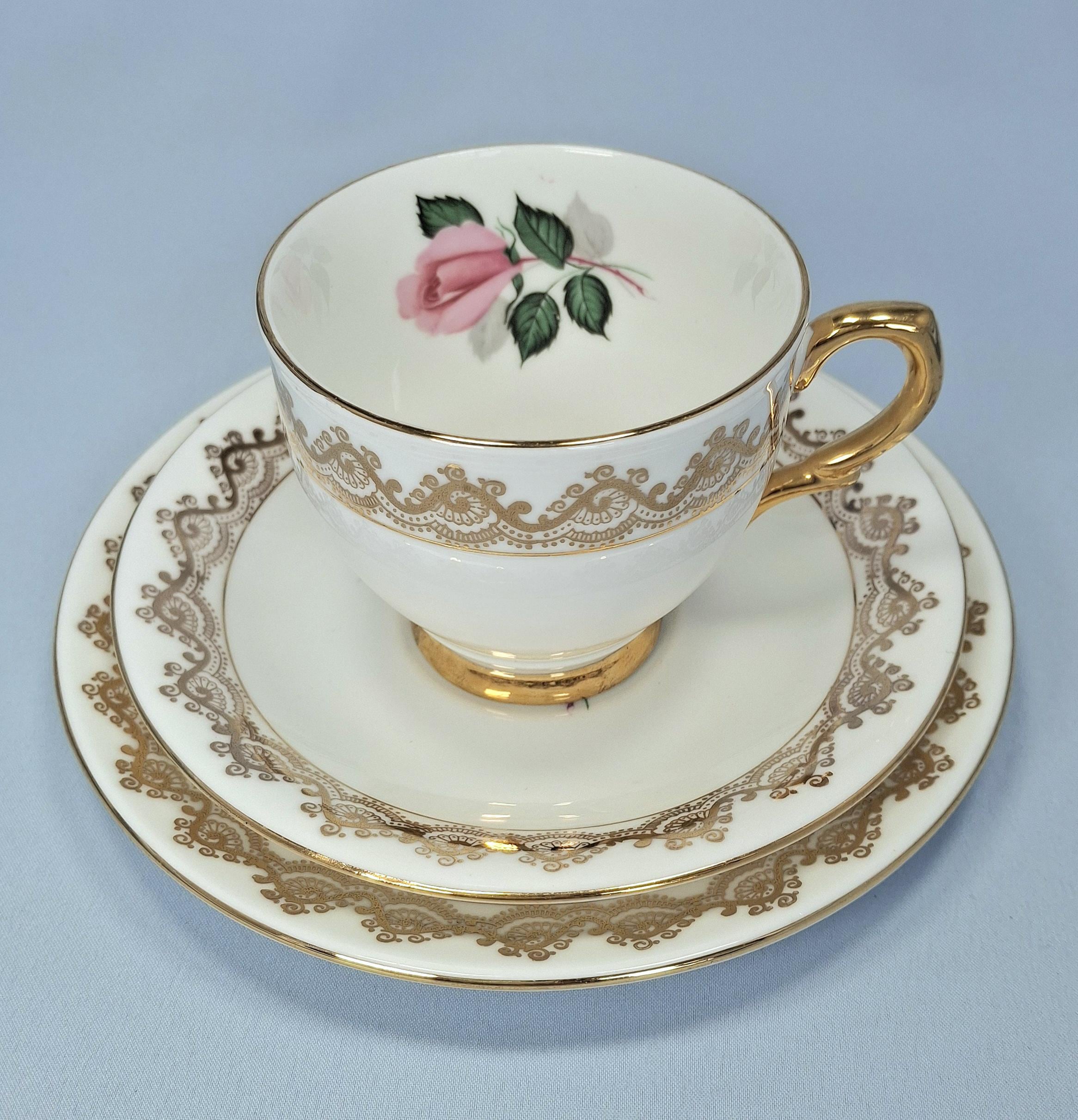 Vintage Bone China Tea Trio: England Tea Cup, Saucer, Plate — image 8