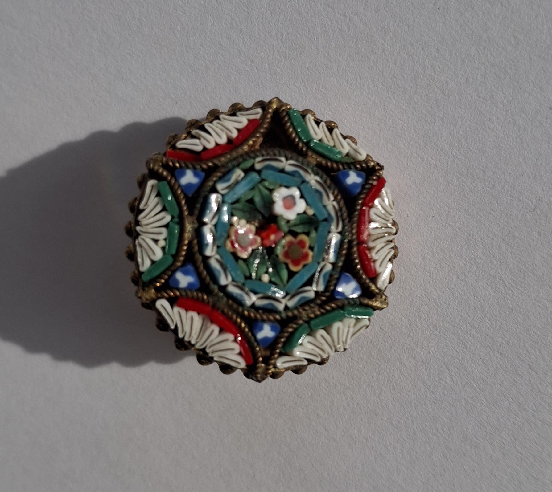 Vintage Brooches: Italy Micro Mosaic, Cloisonne Enamel, Bee, Cameo — image 4